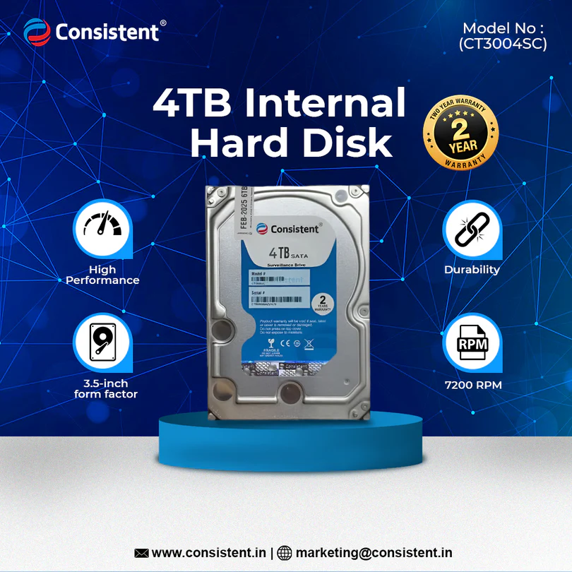Consistent 4TB SATA Internal Hard Drive, 3.5"